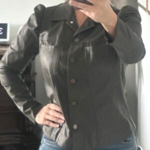 New With Tags Drew Giselle Dark Green Button Down Top Size S Small Suede-Like